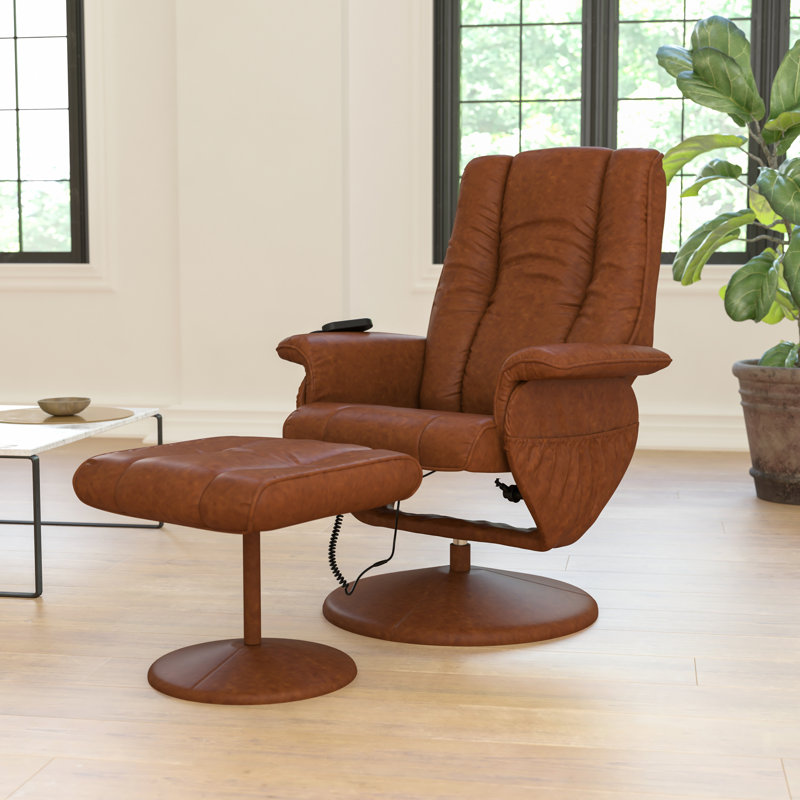 Charlton Home Casey Jane Faux Leather Reclining Heated Massage Chair with Ottoman Reviews Wayfair